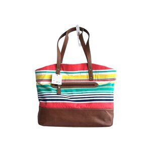 Croft & Barrow Domed 400 Shorty Stripe Multi-Color Canvas Tote